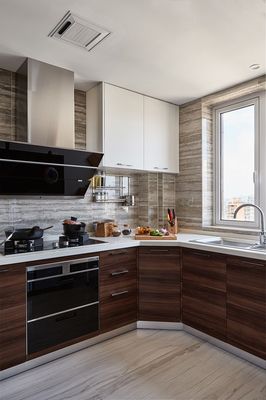 现代美式厨房木地板装修效果图2017